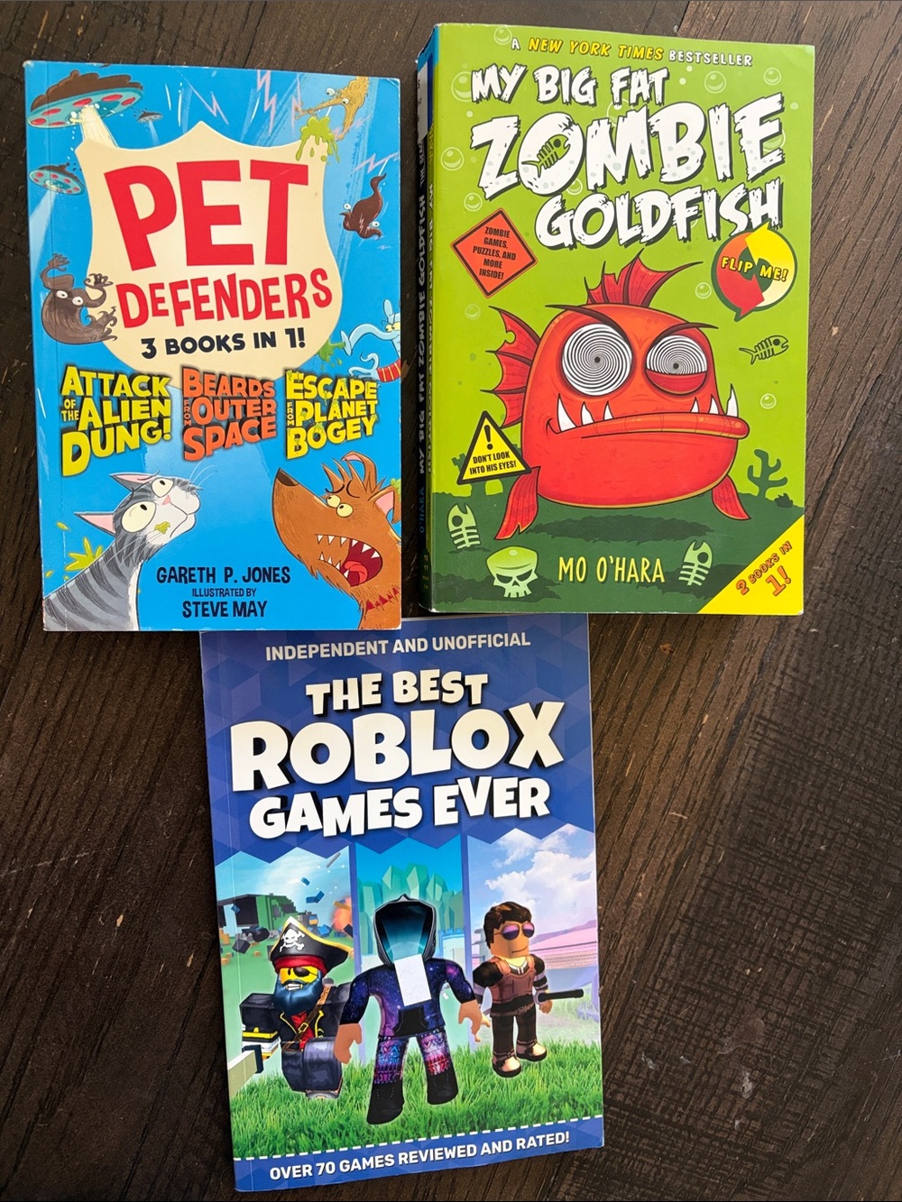 Children's Book Lot - Pet Defenders, My Big Fat Zombie Goldfish, Roblox Games